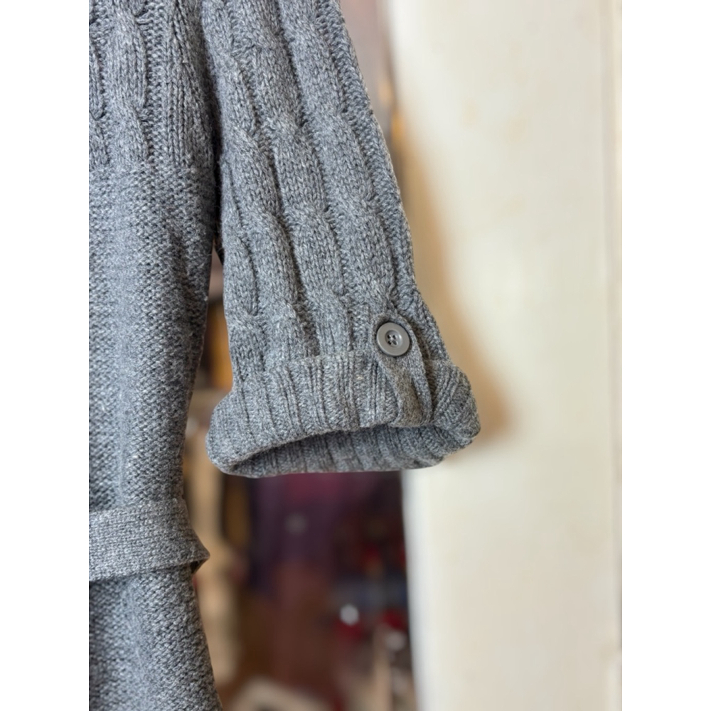 Merona Women's Medium Gray Chunky Knit Cozy Wool Blend Belted Button Up Cardigan - Picture 5 of 14